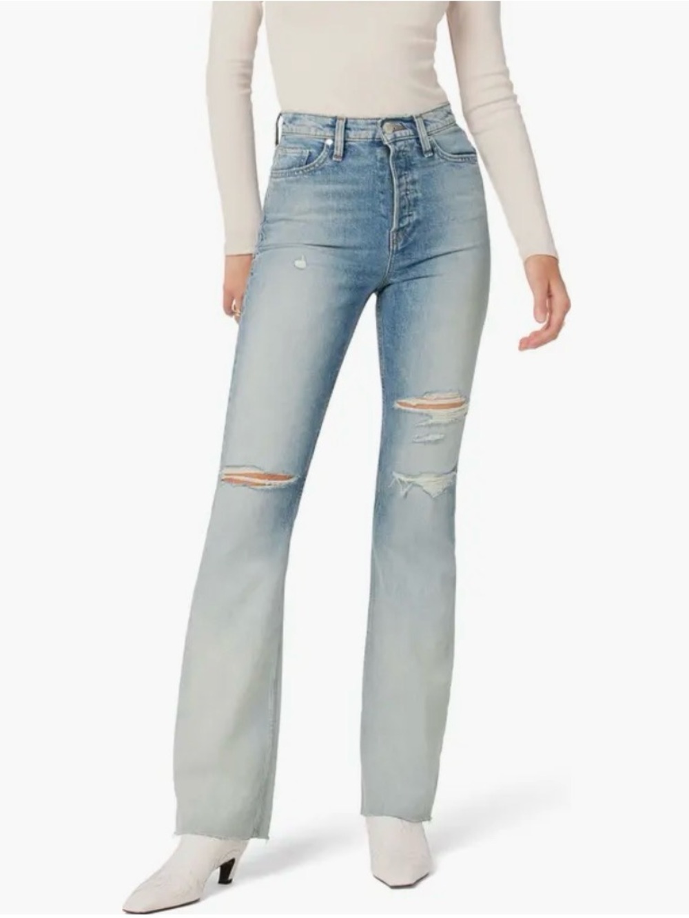 NWT Hudson Jeans Faye Distressed Ultra High Waist Flare Organic Cotton Jeans